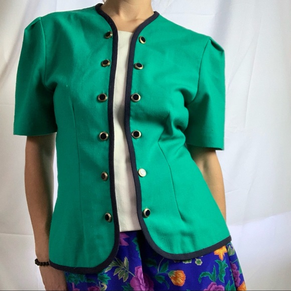 Vintage Tops - Vintage 80’s Green Suit Top